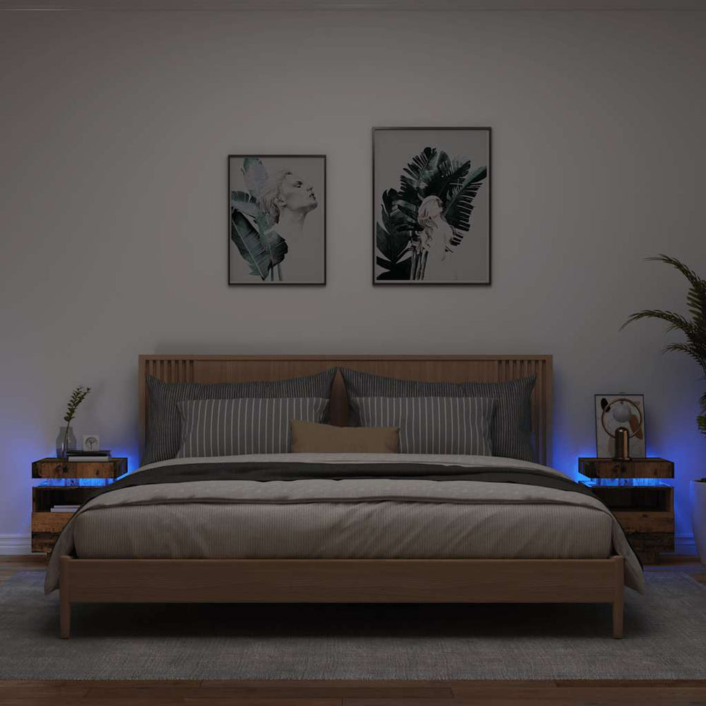 Nachttische mit LED-Leuchten, 2er-Set