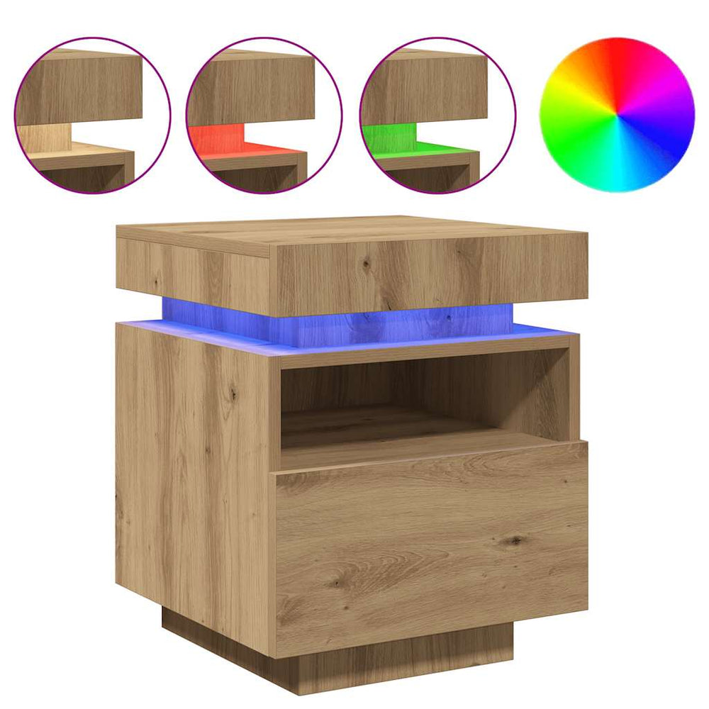 Nachttisch mit LED Artisan-Eiche 40x39x48,5 cm