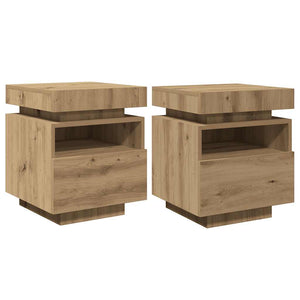 Nachttische mit LED Artisan-Eiche 2er-Set