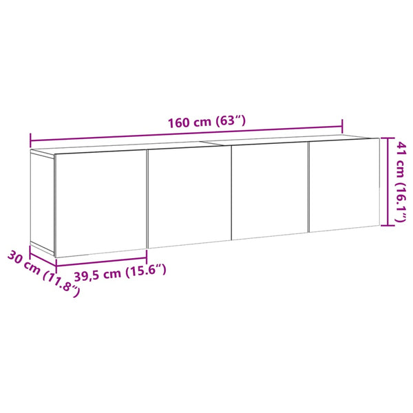 TV-Wandschränke 2er Altholz-Optik 80 cm