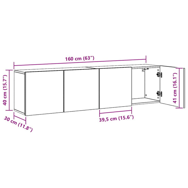 TV-Wandschränke 2er Set Artisan-Eiche 80 cm