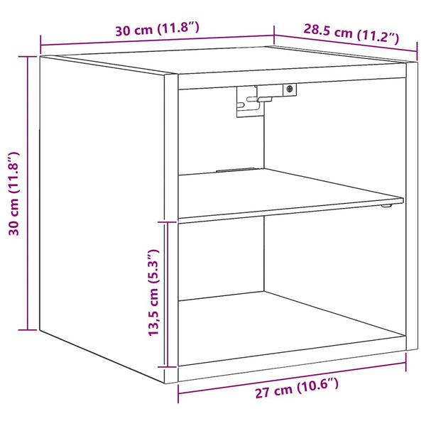 TV-Wandschrank mit LED Artisan-Eiche 30cm
