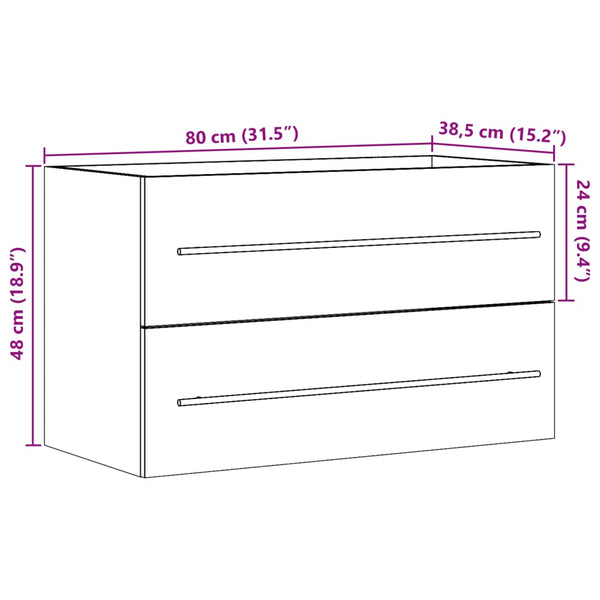Waschbeckenunterschrank Beton Grau 80 cm