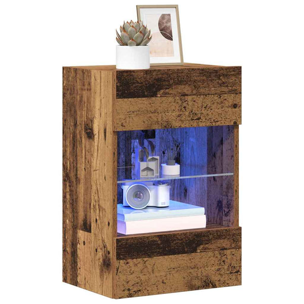 Wandschränke mit LED für TV, 2er-Set Altholz-Optik