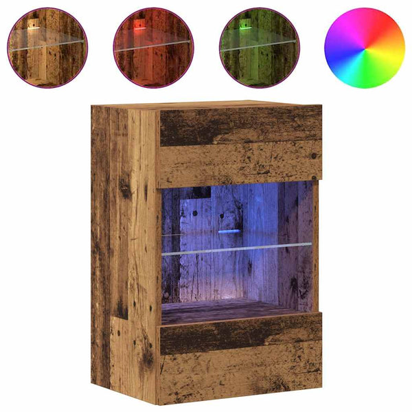 Wandschränke mit LED für TV, 2er-Set Altholz-Optik