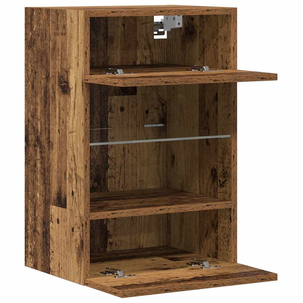 Wandschränke mit LED für TV, 2er-Set Altholz-Optik