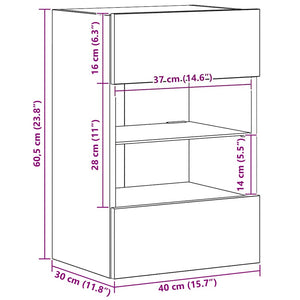 Wandschränke mit LED für TV, 2er-Set Eiche