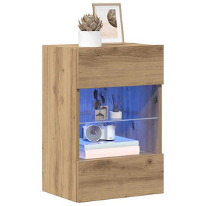 Wandschränke mit LED für TV, 2er-Set Eiche