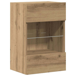 Wandschränke mit LED für TV, 2er-Set Eiche