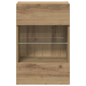 Wandschränke mit LED für TV, 2er-Set Eiche