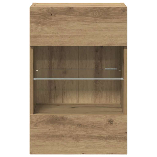 Wandschränke mit LED für TV, 2er-Set Eiche