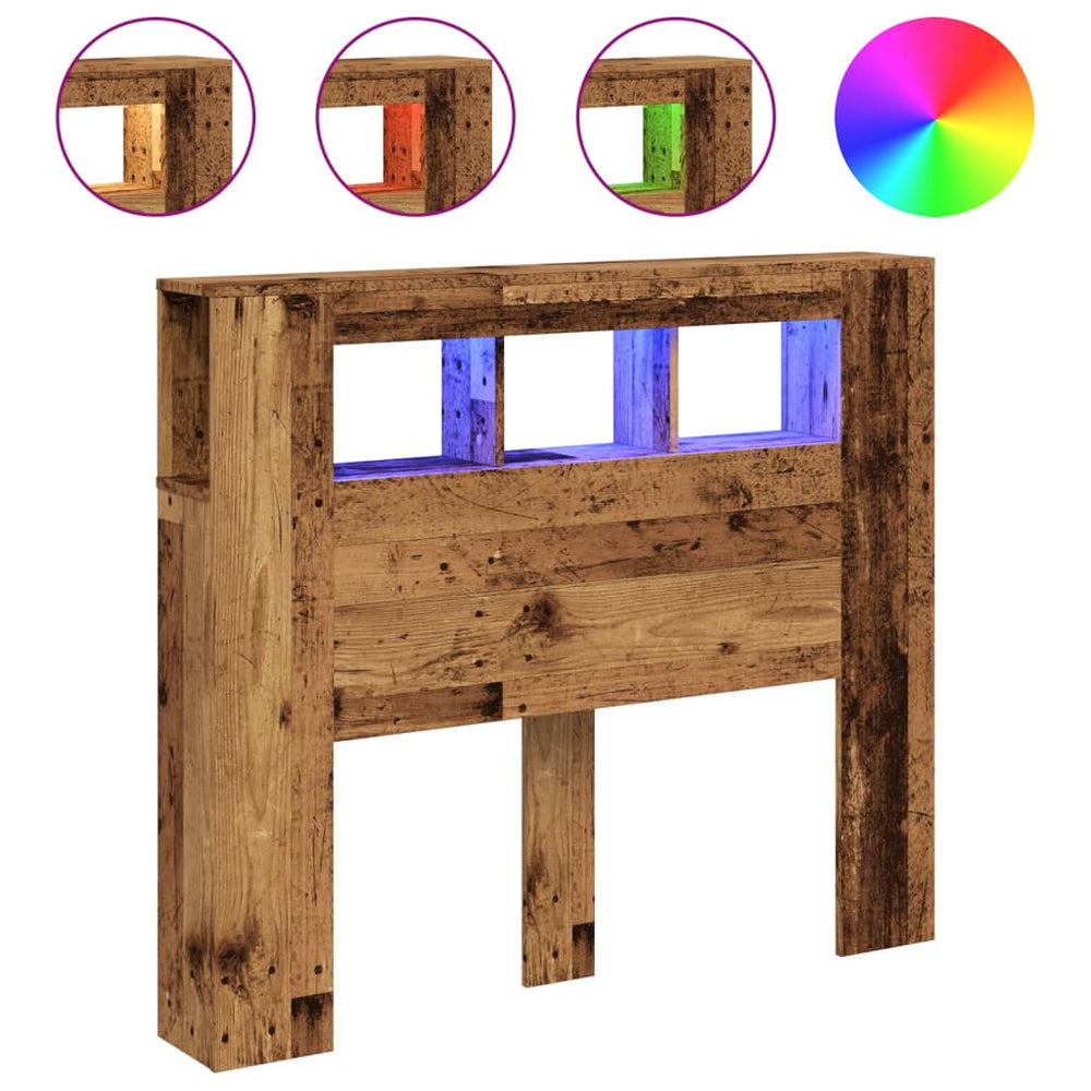 LED Kopfteil Altholz-Optik 120cm