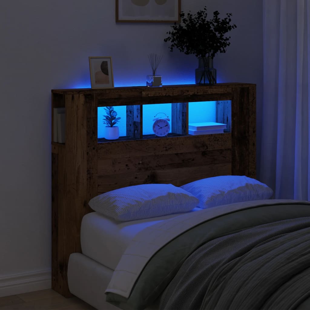 LED Kopfteil Altholz-Optik 120cm