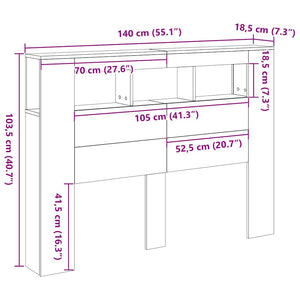 LED Kopfteil Altholz Optik 140 cm