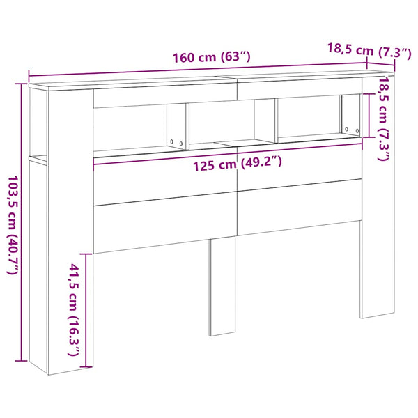 LED-Kopfteil Altholz-Optik 160 cm