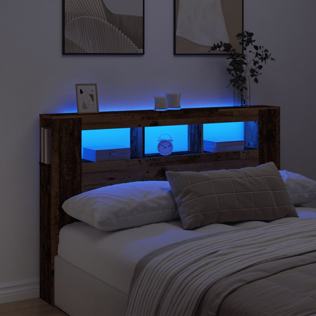 LED-Kopfteil Altholz-Optik 160 cm