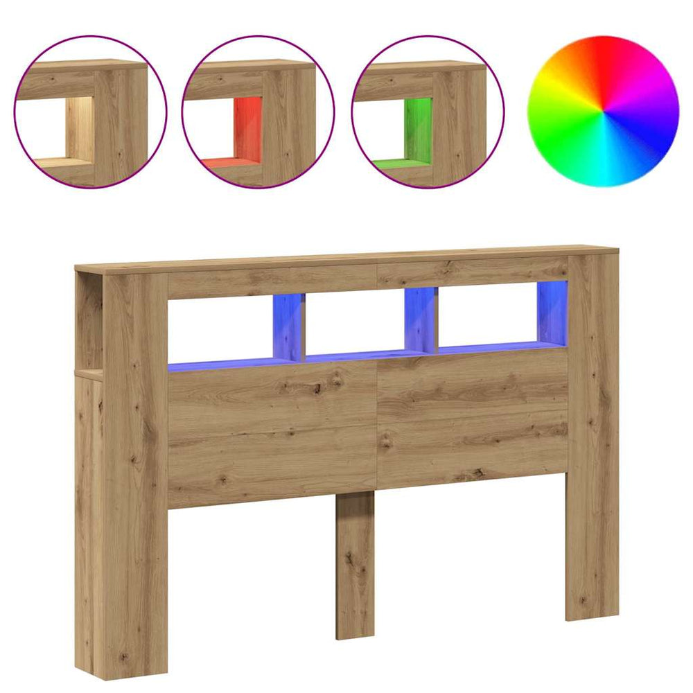 LED Kopfteil Eiche 160 cm