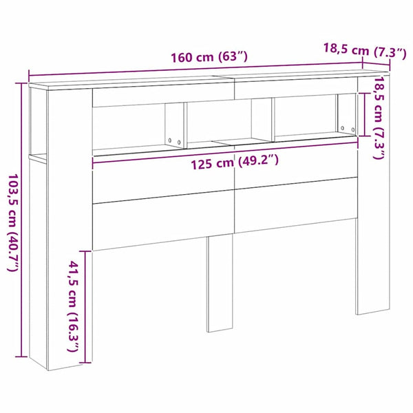 LED Kopfteil Eiche 160 cm