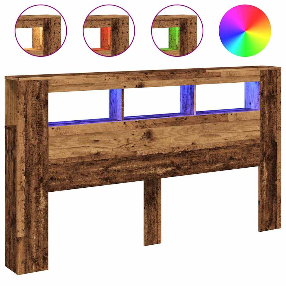 LED Kopfteil Altholz-Optik 180 cm