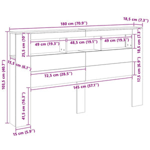 LED Kopfteil Altholz-Optik 180 cm