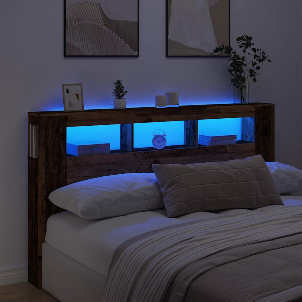 LED Kopfteil Altholz-Optik 180 cm