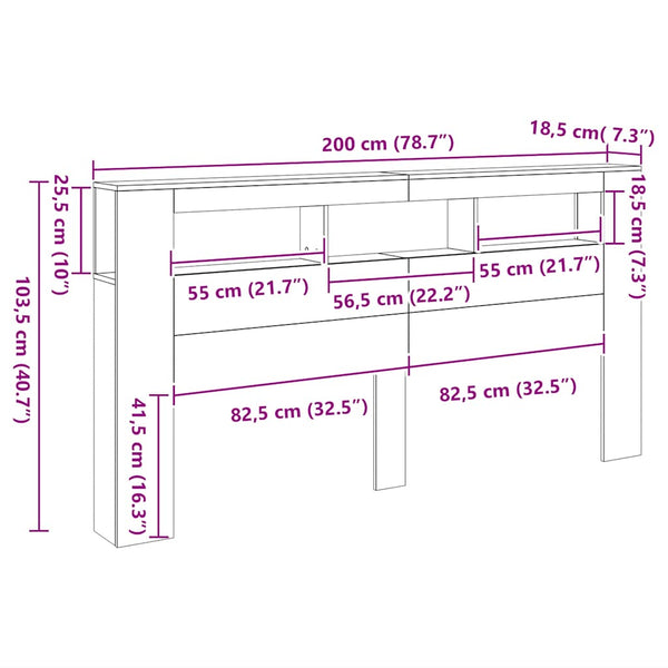 LED Kopfteil Altholz-Optik 200 cm
