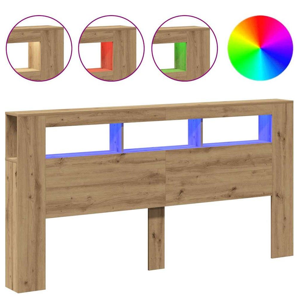 LED Kopfteil Artisan Eiche 200 cm