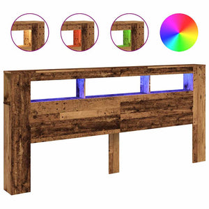LED Kopfteil Altholz-Optik 220 cm