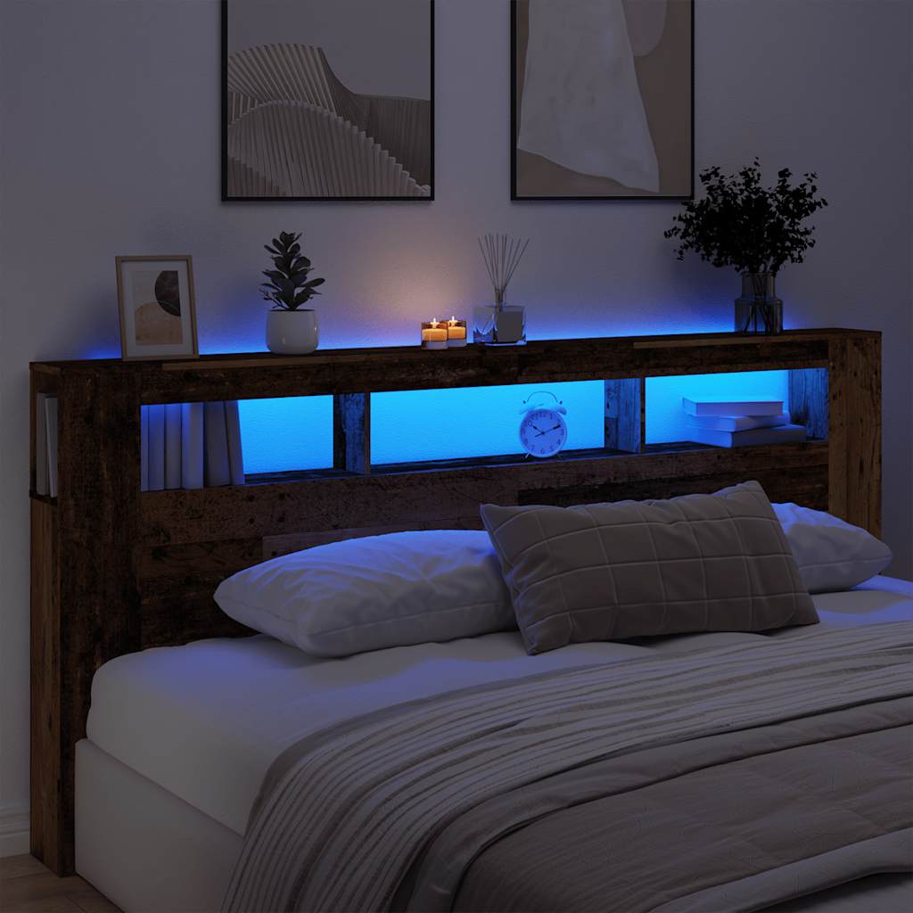 LED Kopfteil Altholz-Optik 220 cm