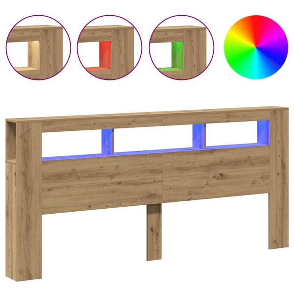LED Kopfteil Eiche 220 cm