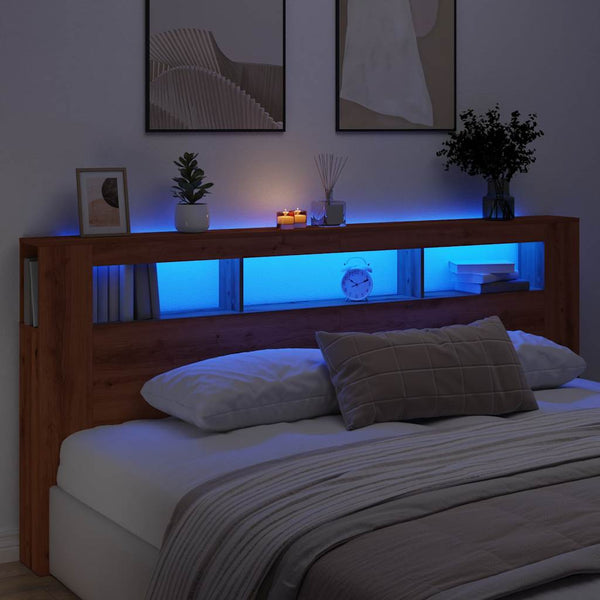 LED Kopfteil Eiche 220 cm