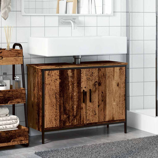 Waschbeckenunterschrank Altholz-Optik 80 cm