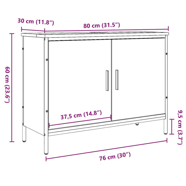 Waschbeckenunterschrank Altholz-Optik 80 cm