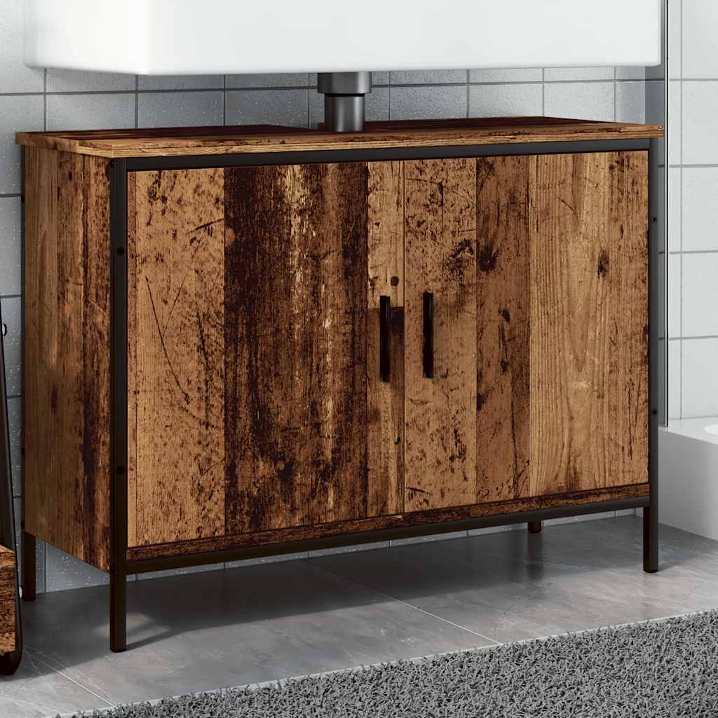 Waschbeckenunterschrank Altholz-Optik 80 cm