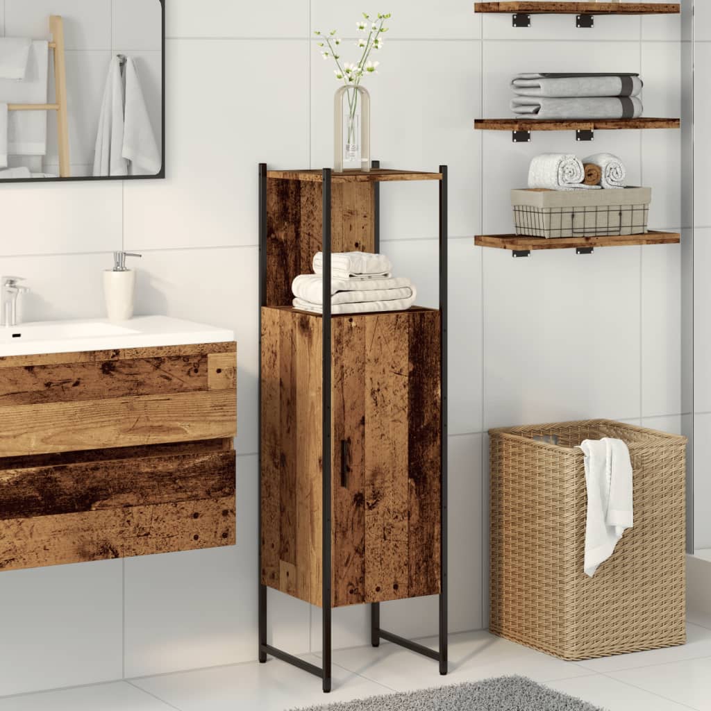 Badschrank Altholz-Optik 33x33x120,5 cm
