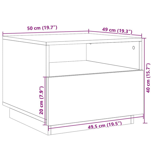 LED Couchtisch Altholz-Optik 50x49x40 cm