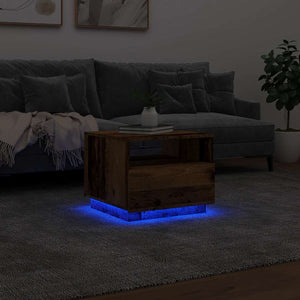 LED Couchtisch Altholz-Optik 50x49x40 cm