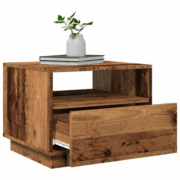 LED Couchtisch Altholz-Optik 50x49x40 cm