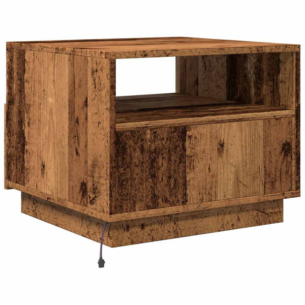 LED Couchtisch Altholz-Optik 50x49x40 cm
