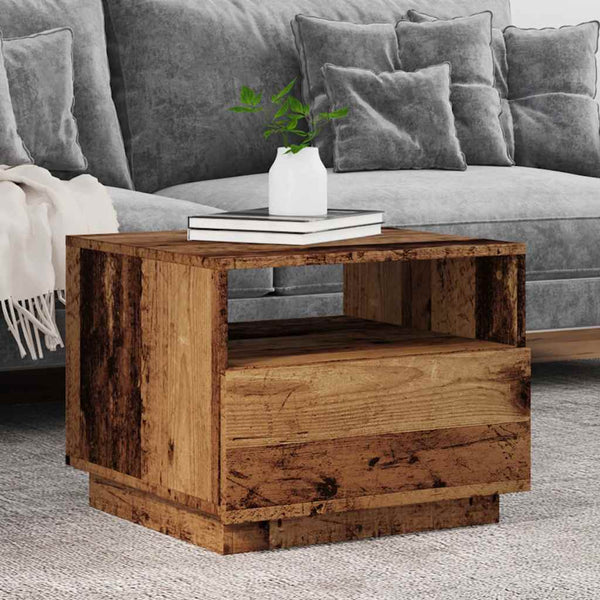 LED Couchtisch Altholz-Optik 50x49x40 cm