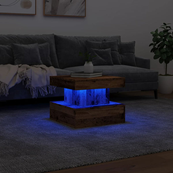 Couchtisch LED Altholz-Optik 50x50 cm