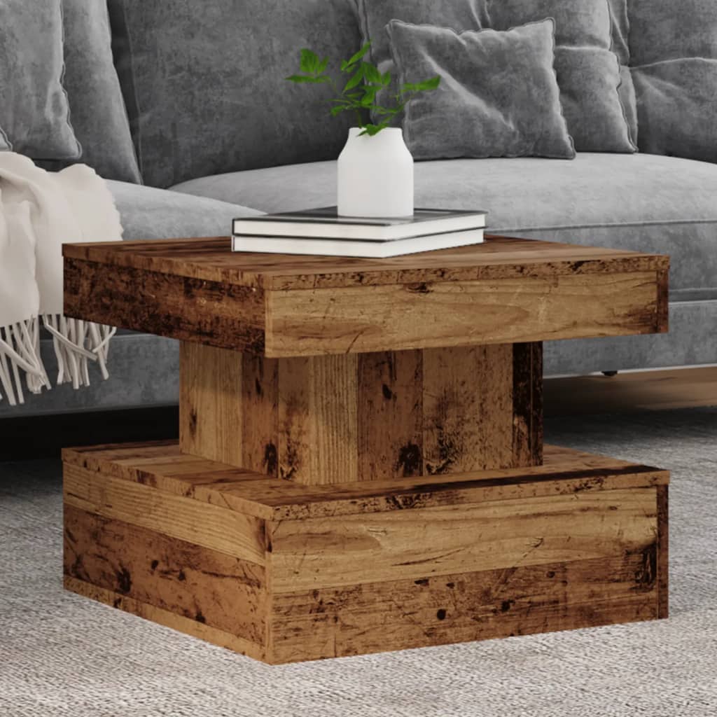 Couchtisch LED Altholz-Optik 50x50 cm