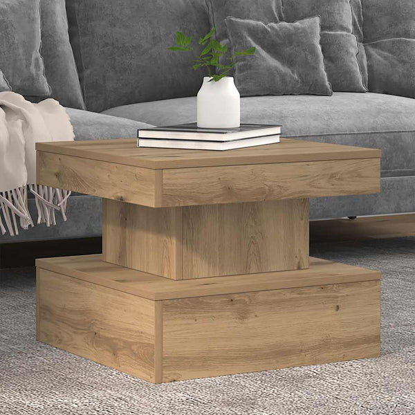 Couchtisch Artisan Eiche mit LED 50x50 cm