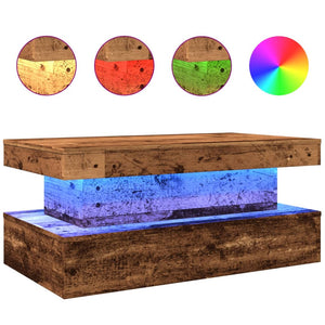 Couchtisch mit LED Altholz-Optik 90x50 cm