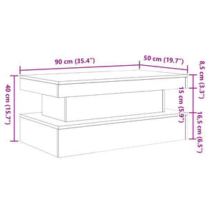 Couchtisch mit LED Altholz-Optik 90x50 cm