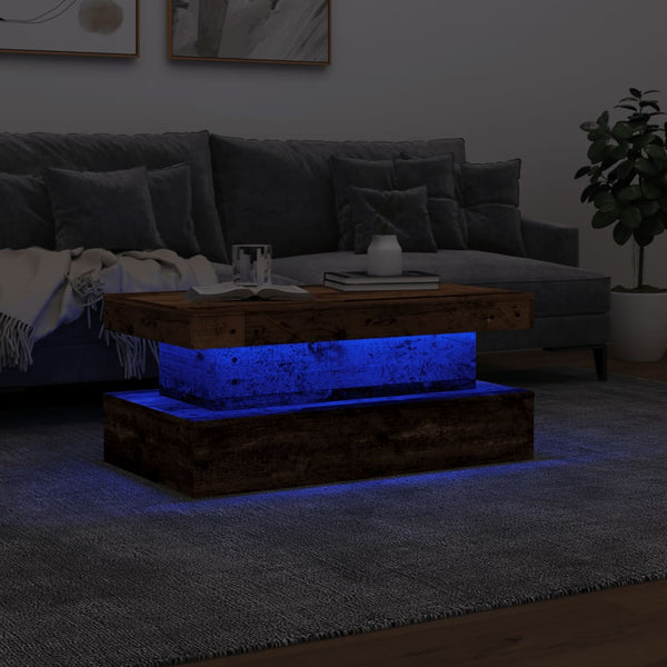 Couchtisch mit LED Altholz-Optik 90x50 cm