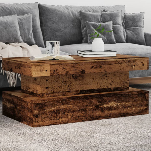 Couchtisch mit LED Altholz-Optik 90x50 cm