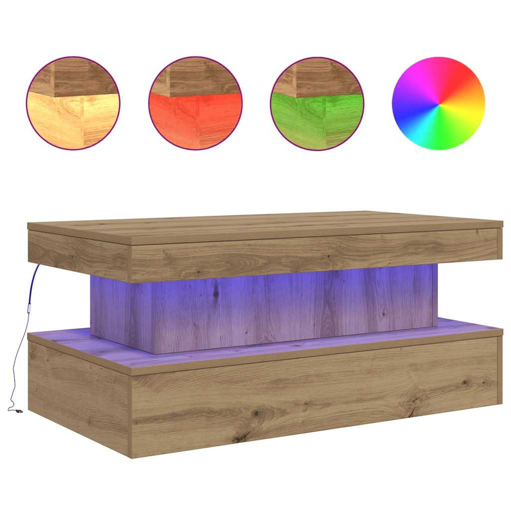 LED Couchtisch Artisan Eiche 90x50 cm