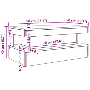 LED Couchtisch Artisan Eiche 90x50 cm