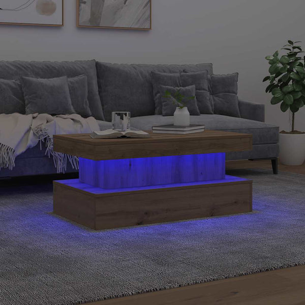LED Couchtisch Artisan Eiche 90x50 cm